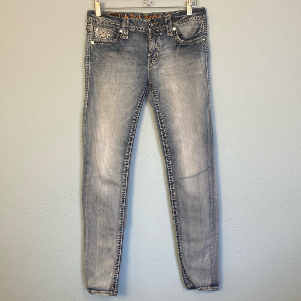 Rock Revival Womens Size 29 Stacia Mid Rise Skinny Jeans Distressed Denim